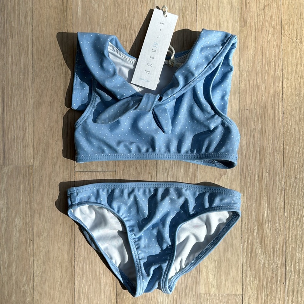 Minnow Swim girls blue dot sailor bikini